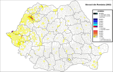 Mapa slováků v Rumunsku